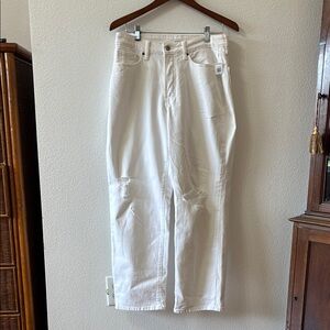 Old Navy Distressed White Jeans Curvy OG Loose 12